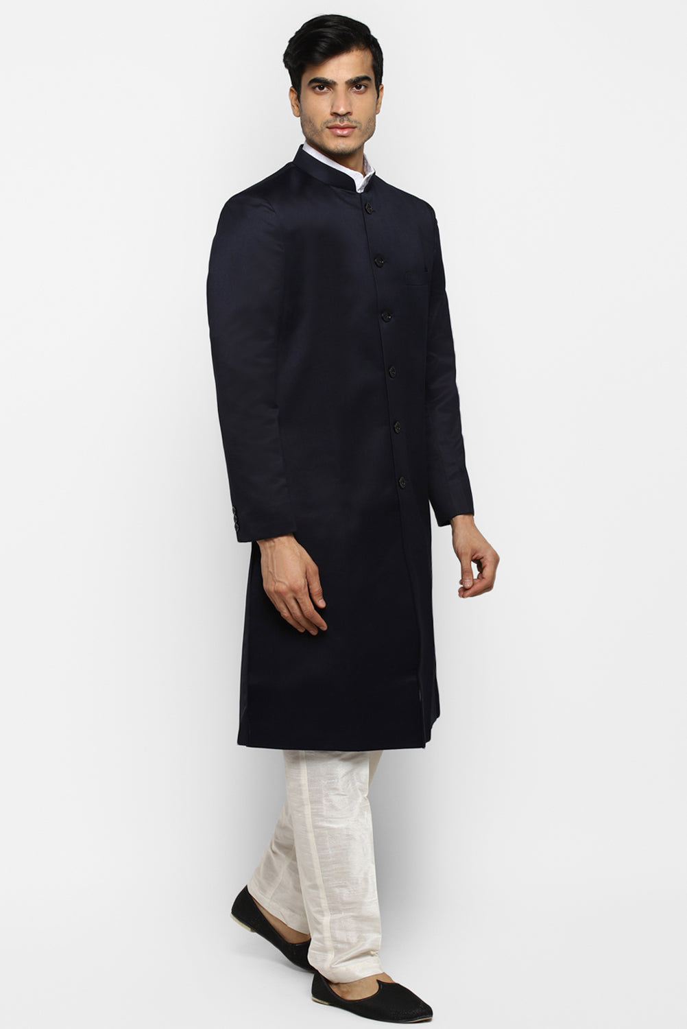 Mens Solid Indowestern Sherwani With Pajamas