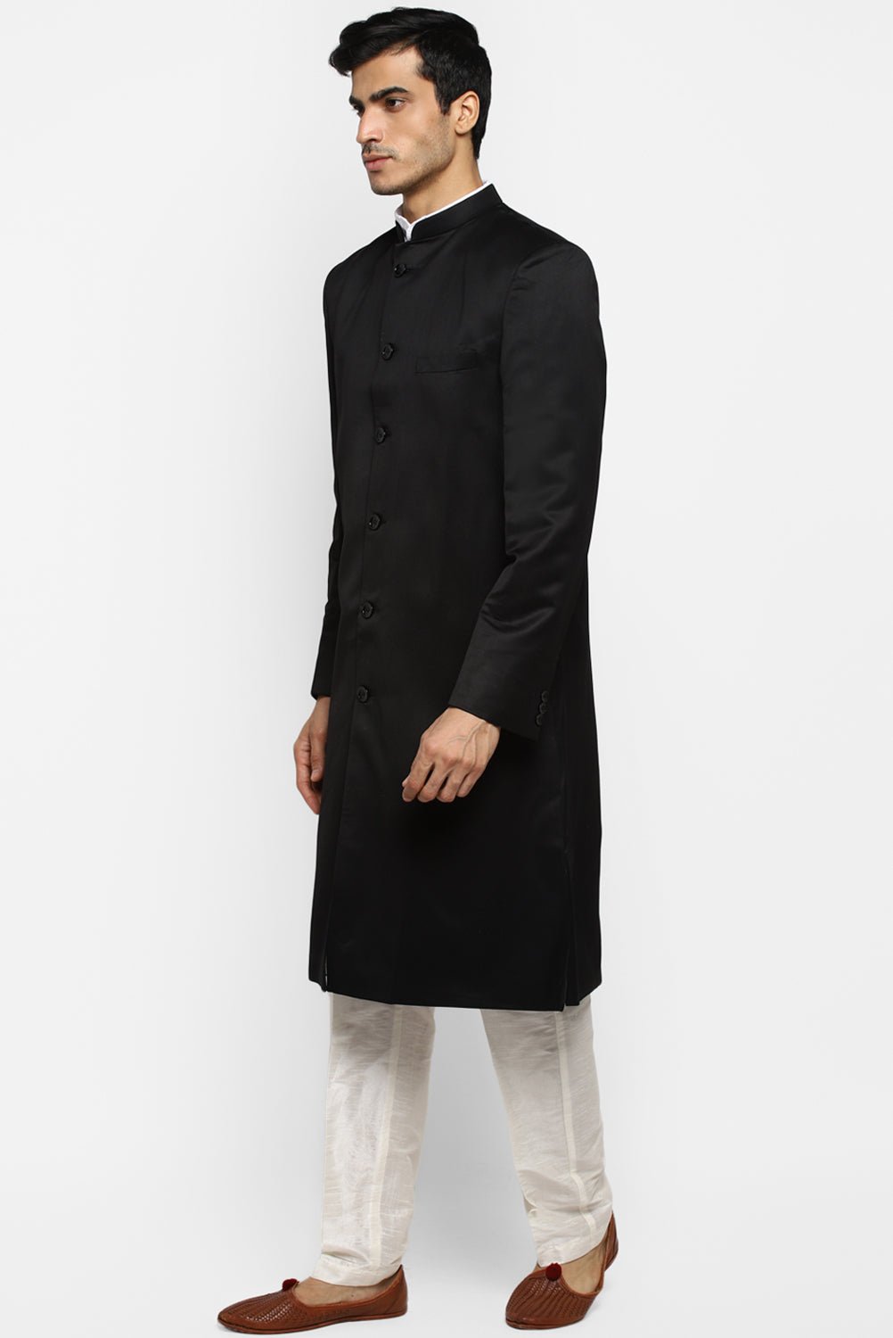 Mens Solid Indowestern Sherwani With Pajamas