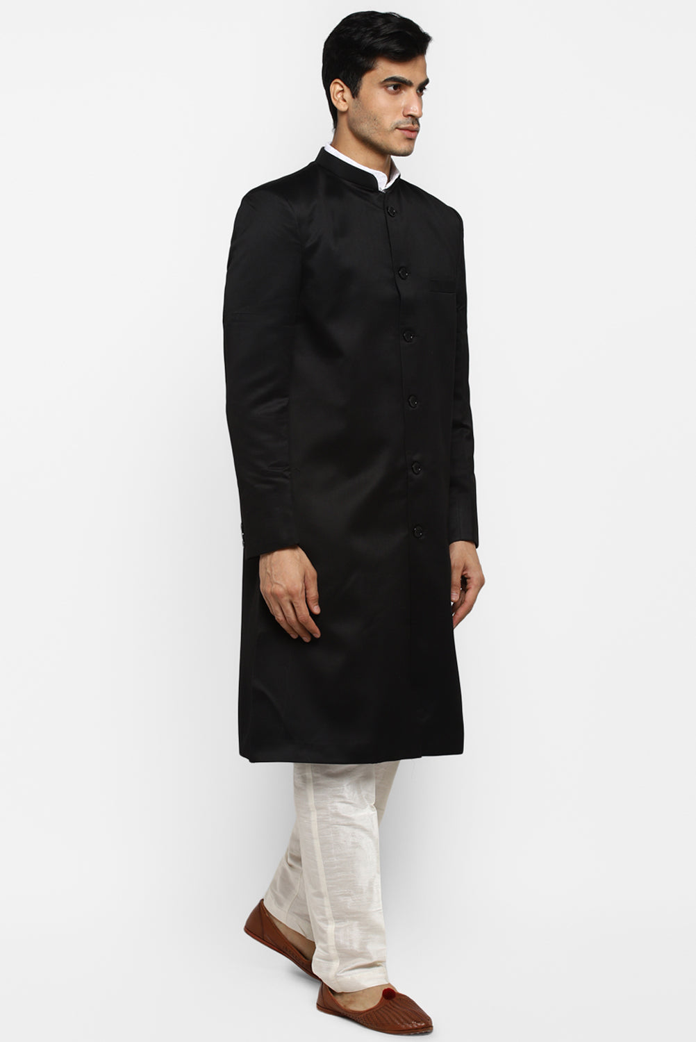 Mens Solid Indowestern Sherwani With Pajamas