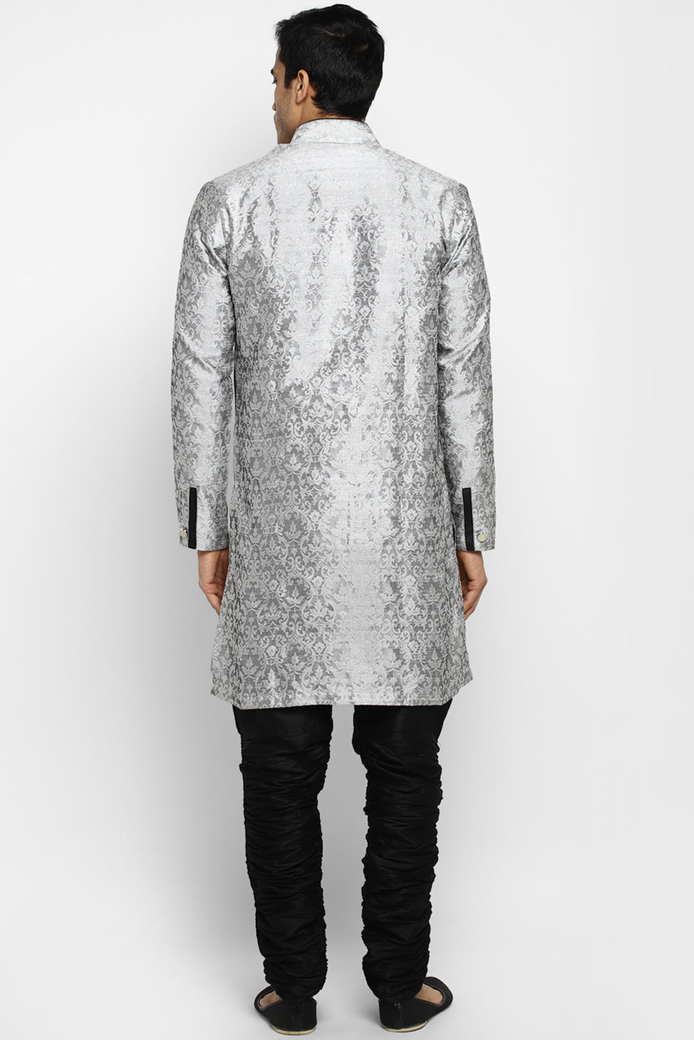 Mens Self Textured Indowestern With Pajamas