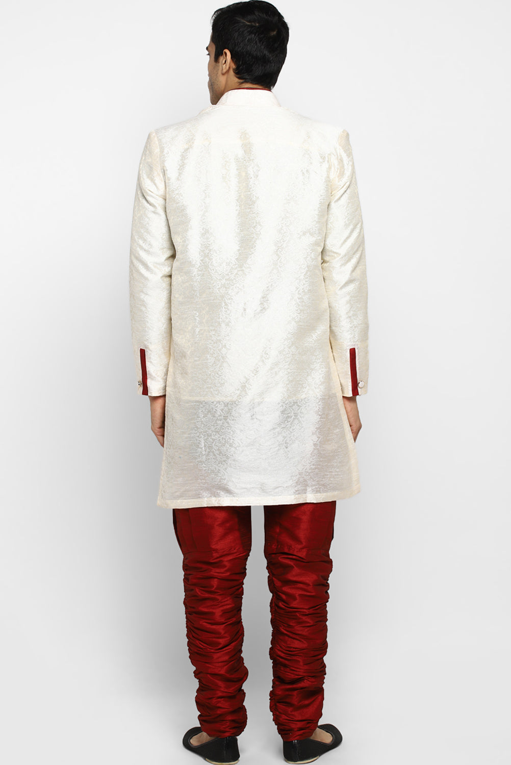 Mens Self Textured Indowestern With Pajamas