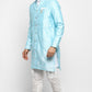 Mens Self Textured Indowestern With Pajamas