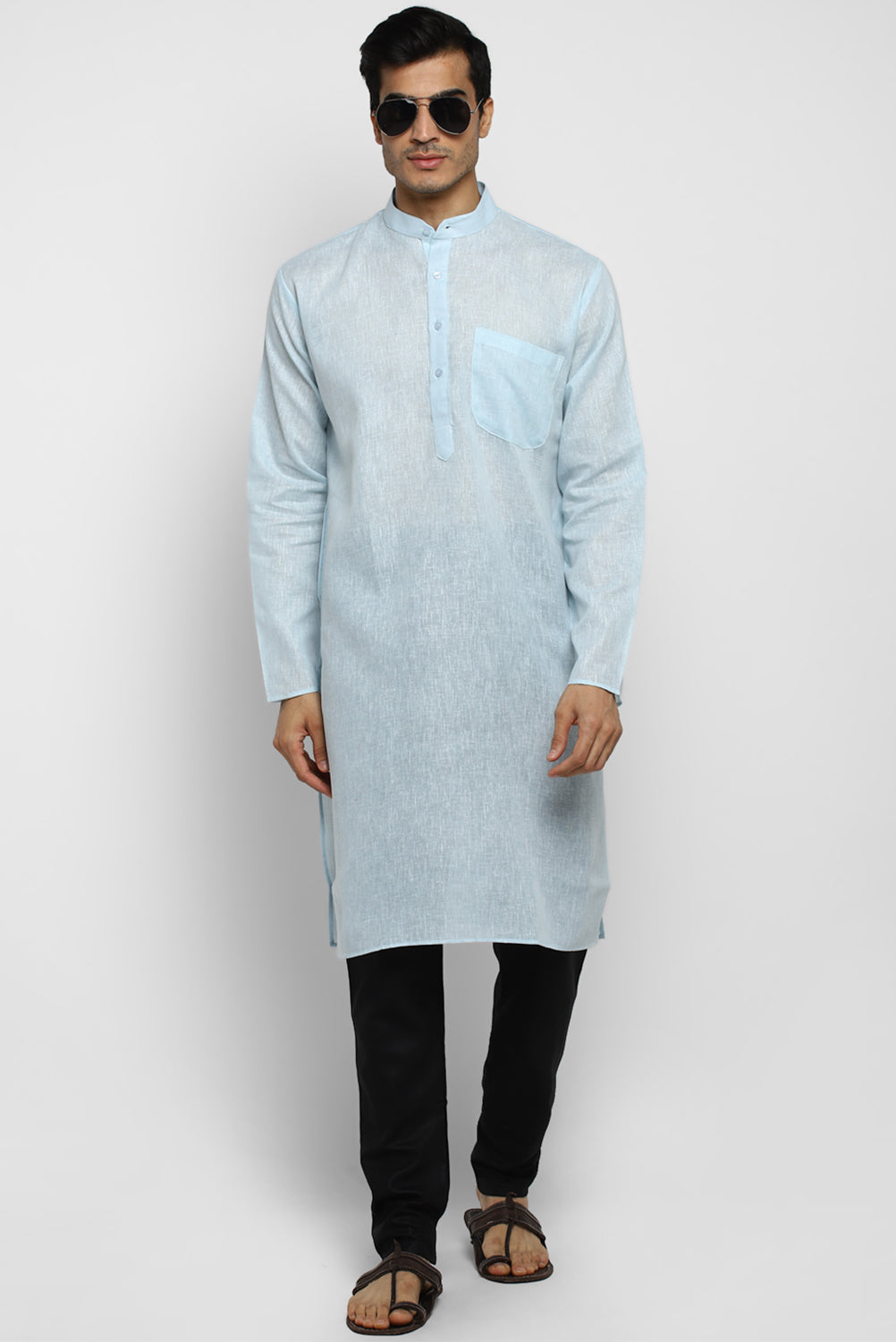 Mens Cotton Slub Kurta Pyjama Set