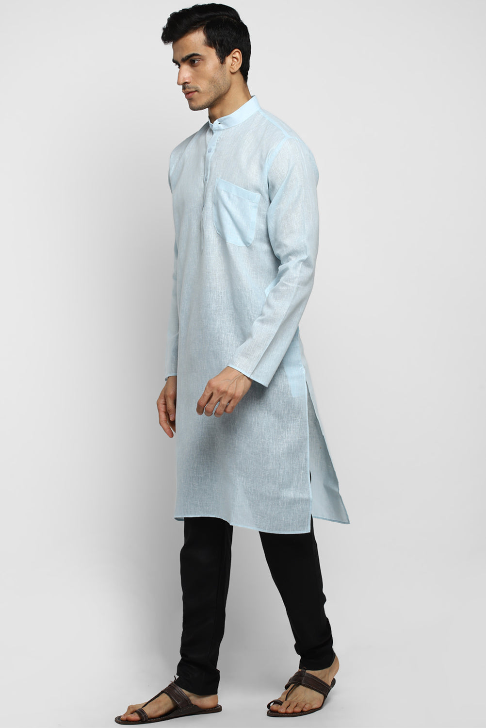 Mens Cotton Slub Kurta Pyjama Set