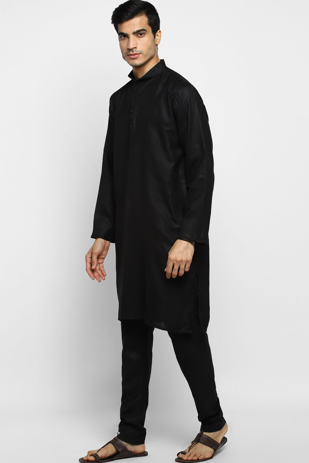 Mens Cotton Slub Kurta Pyjama Set