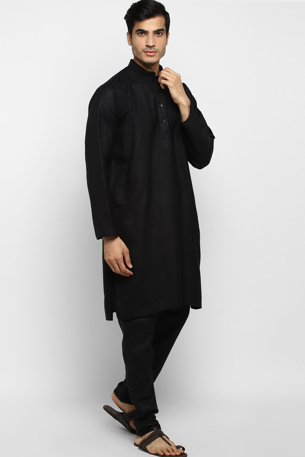 Mens Cotton Slub Kurta Pyjama Set