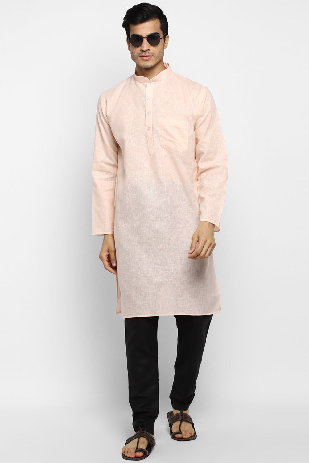 Mens Cotton Slub Kurta Pyjama Set