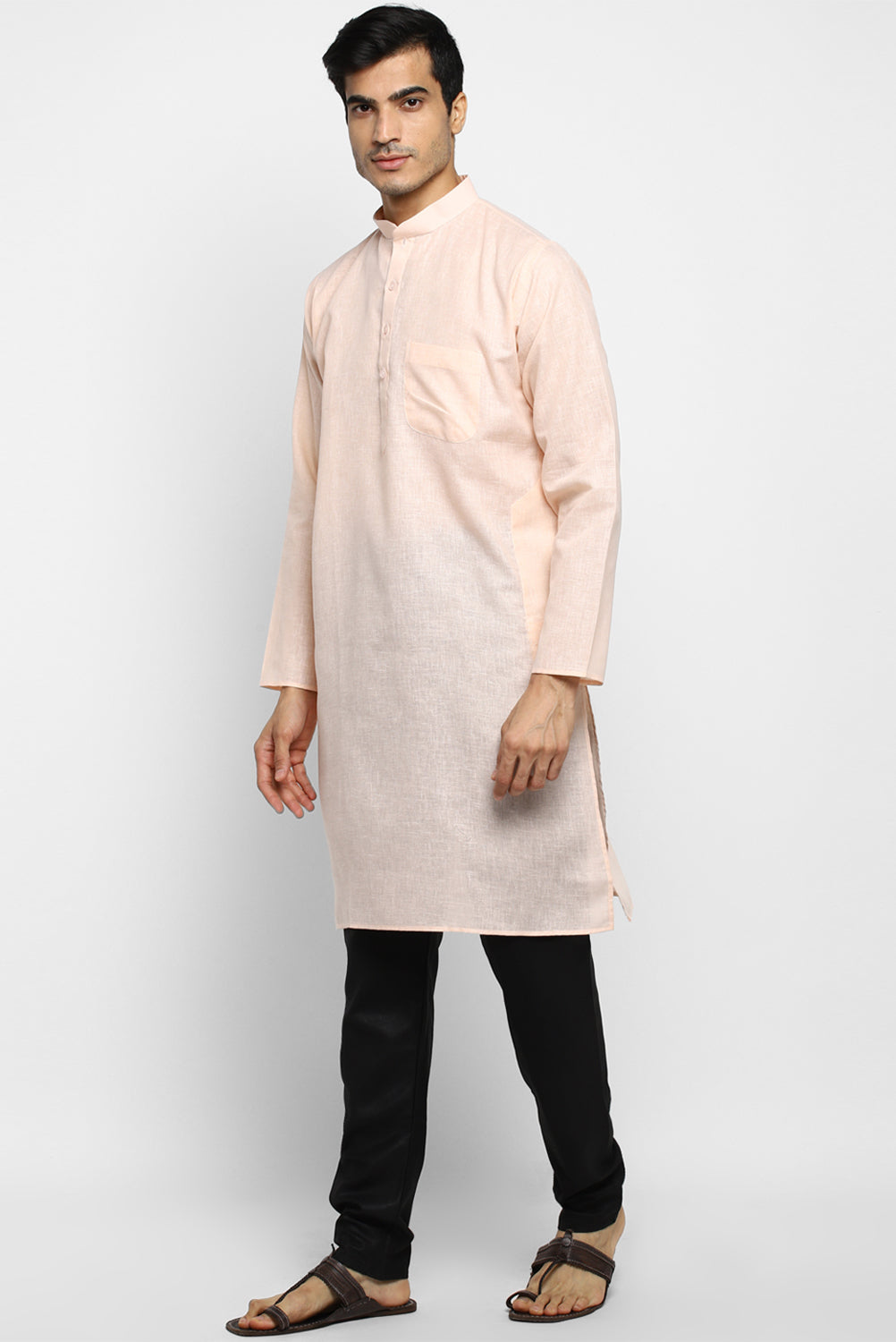 Mens Cotton Slub Kurta Pyjama Set