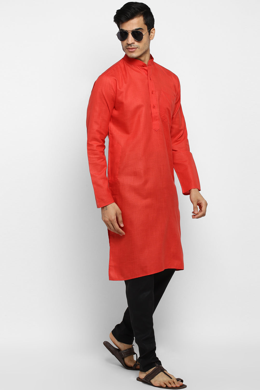 Mens Cotton Slub Kurta Pyjama Set