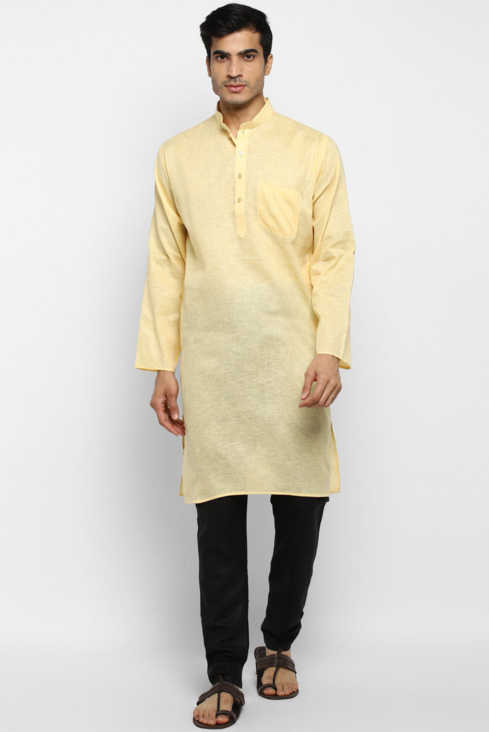 Mens Cotton Slub Kurta Pyjama Set