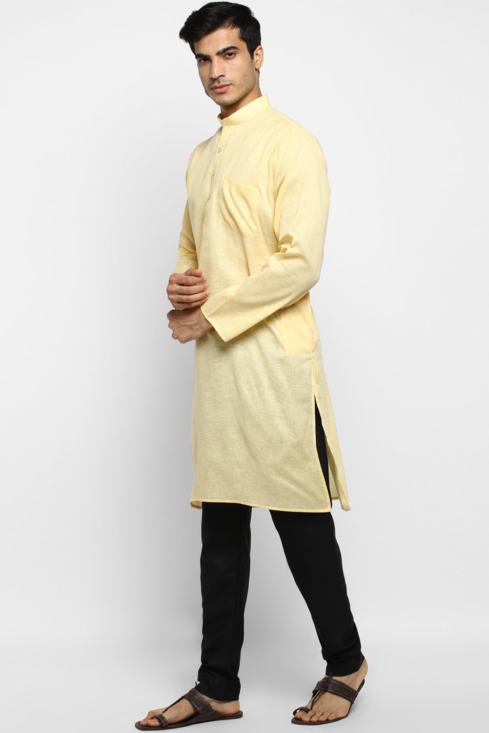 Mens Cotton Slub Kurta Pyjama Set