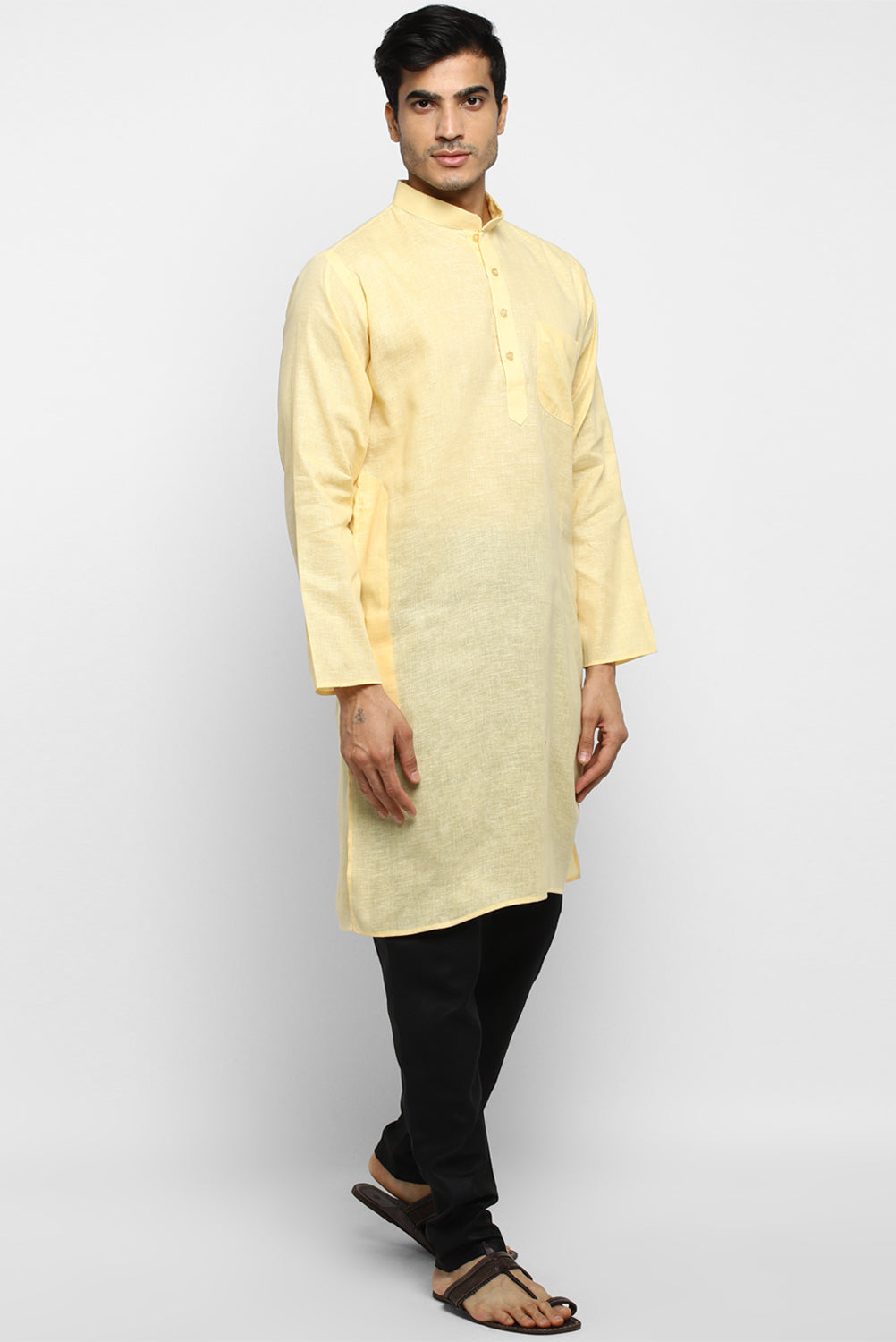 Mens Cotton Slub Kurta Pyjama Set