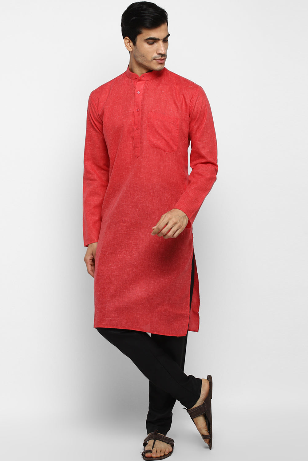 Mens Cotton Slub Kurta Pyjama Set