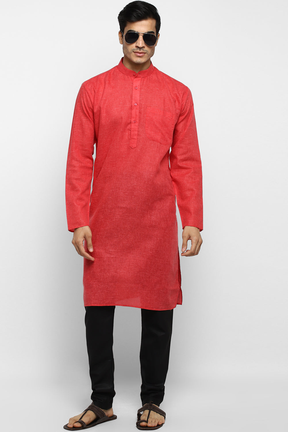 Mens Cotton Slub Kurta Pyjama Set