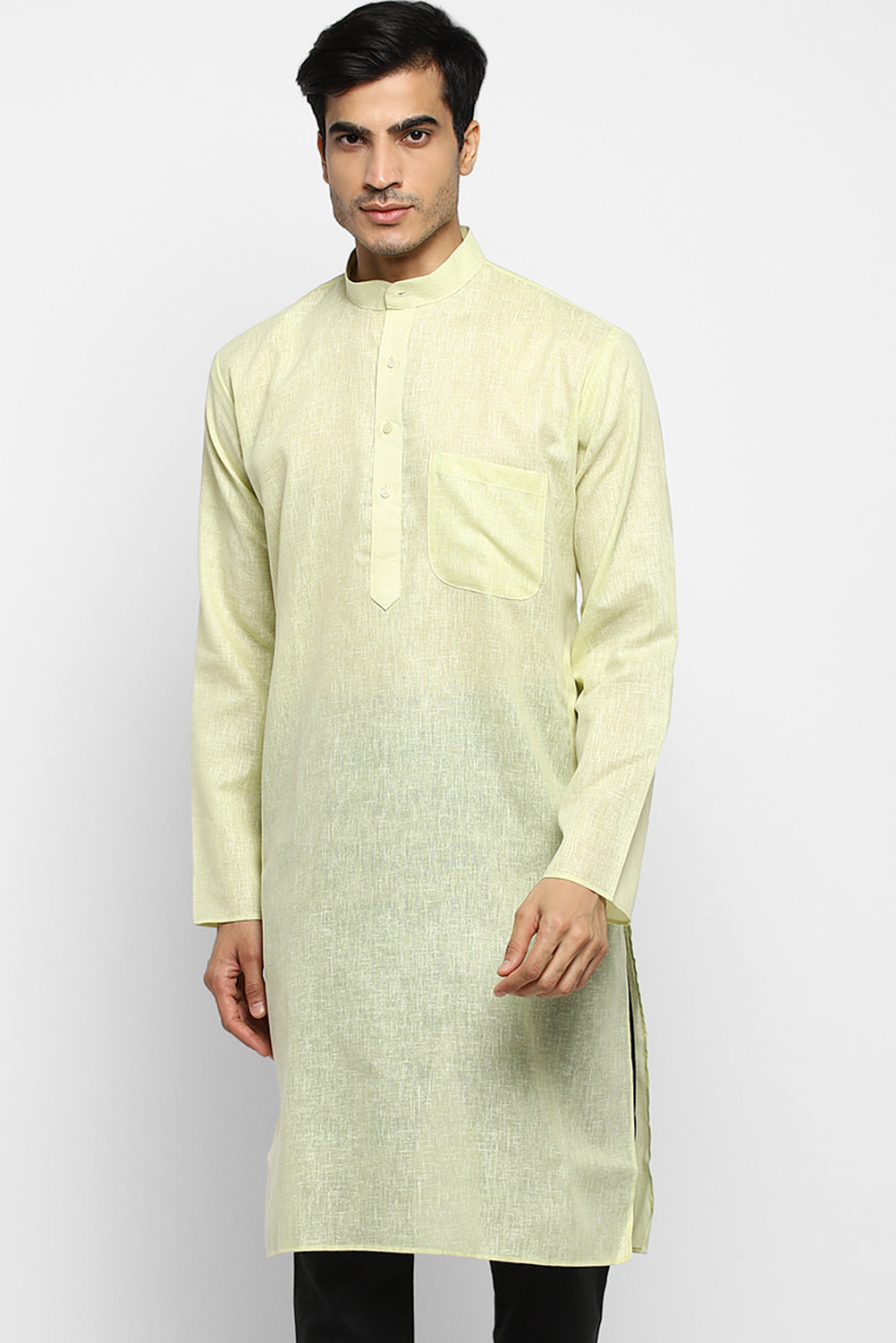 Mens Cotton Slub Kurta Pyjama Set