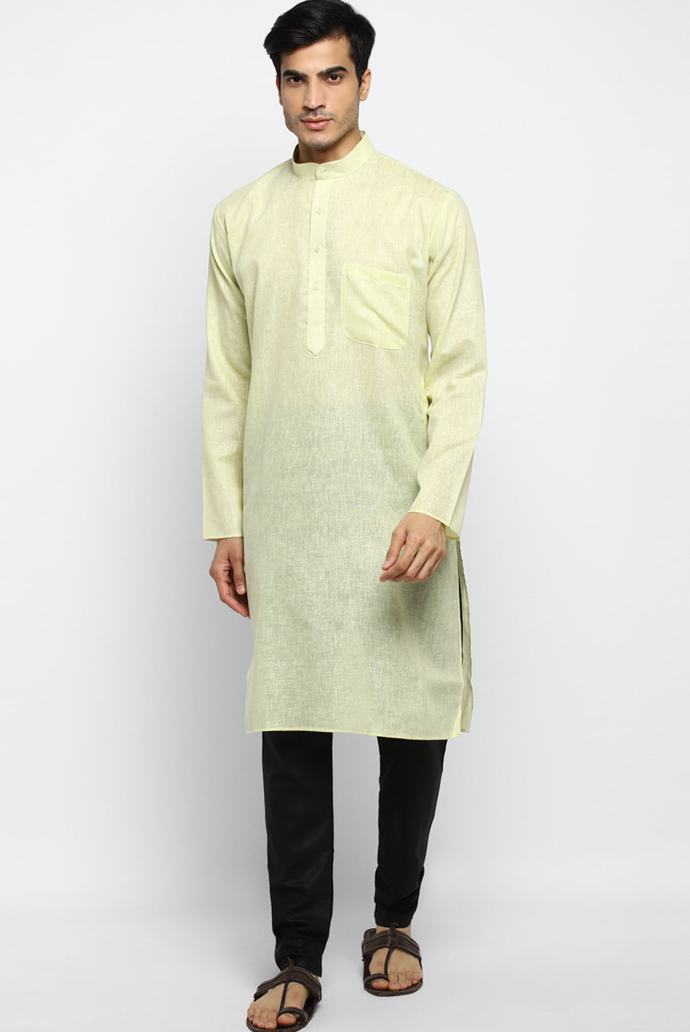 Mens Cotton Slub Kurta Pyjama Set