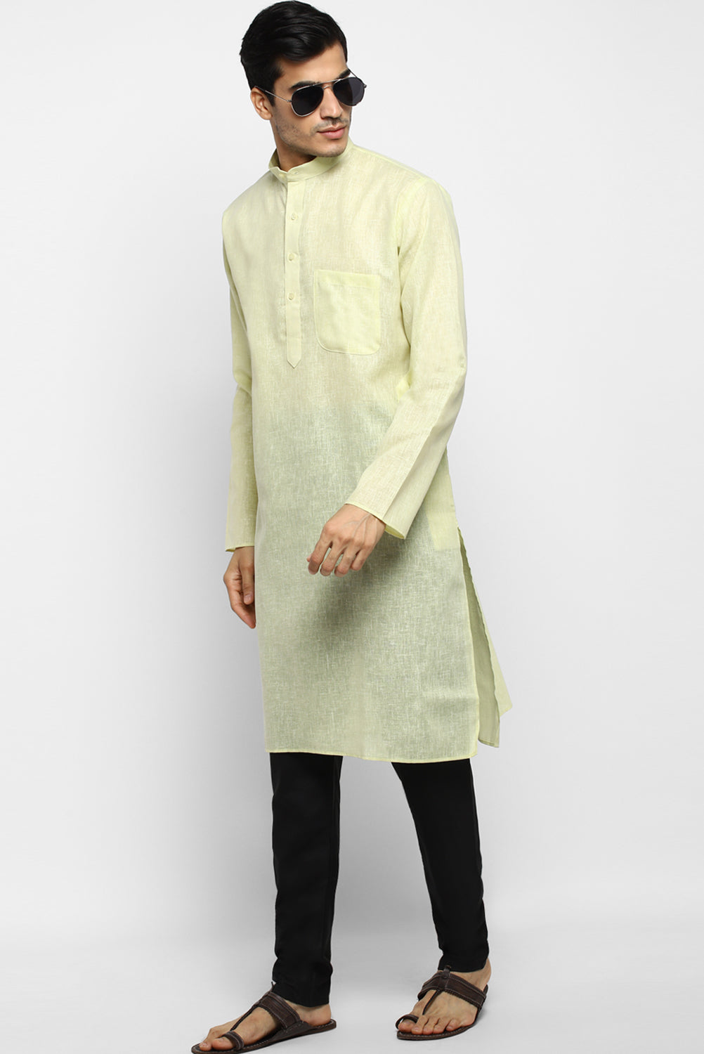 Mens Cotton Slub Kurta Pyjama Set