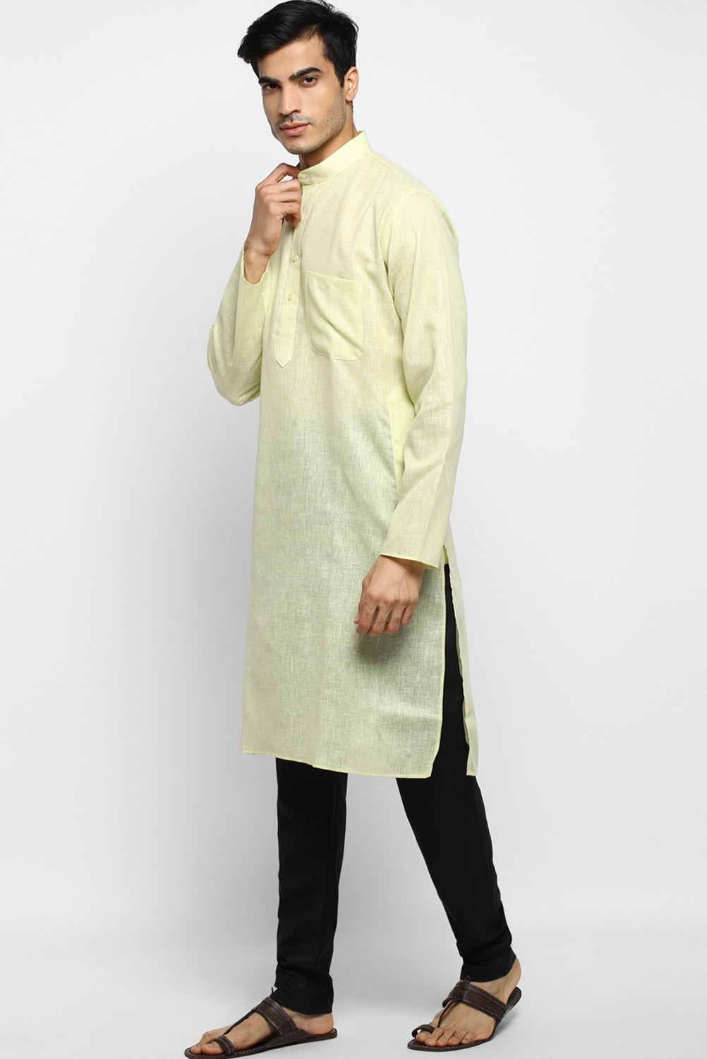 Mens Cotton Slub Kurta Pyjama Set