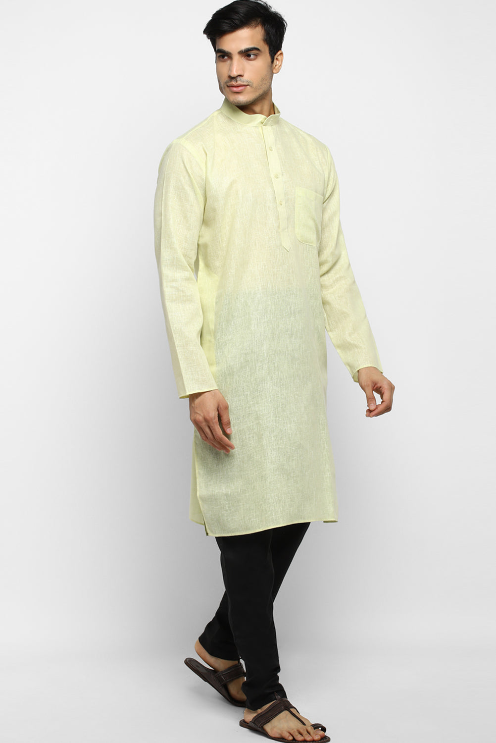 Mens Cotton Slub Kurta Pyjama Set