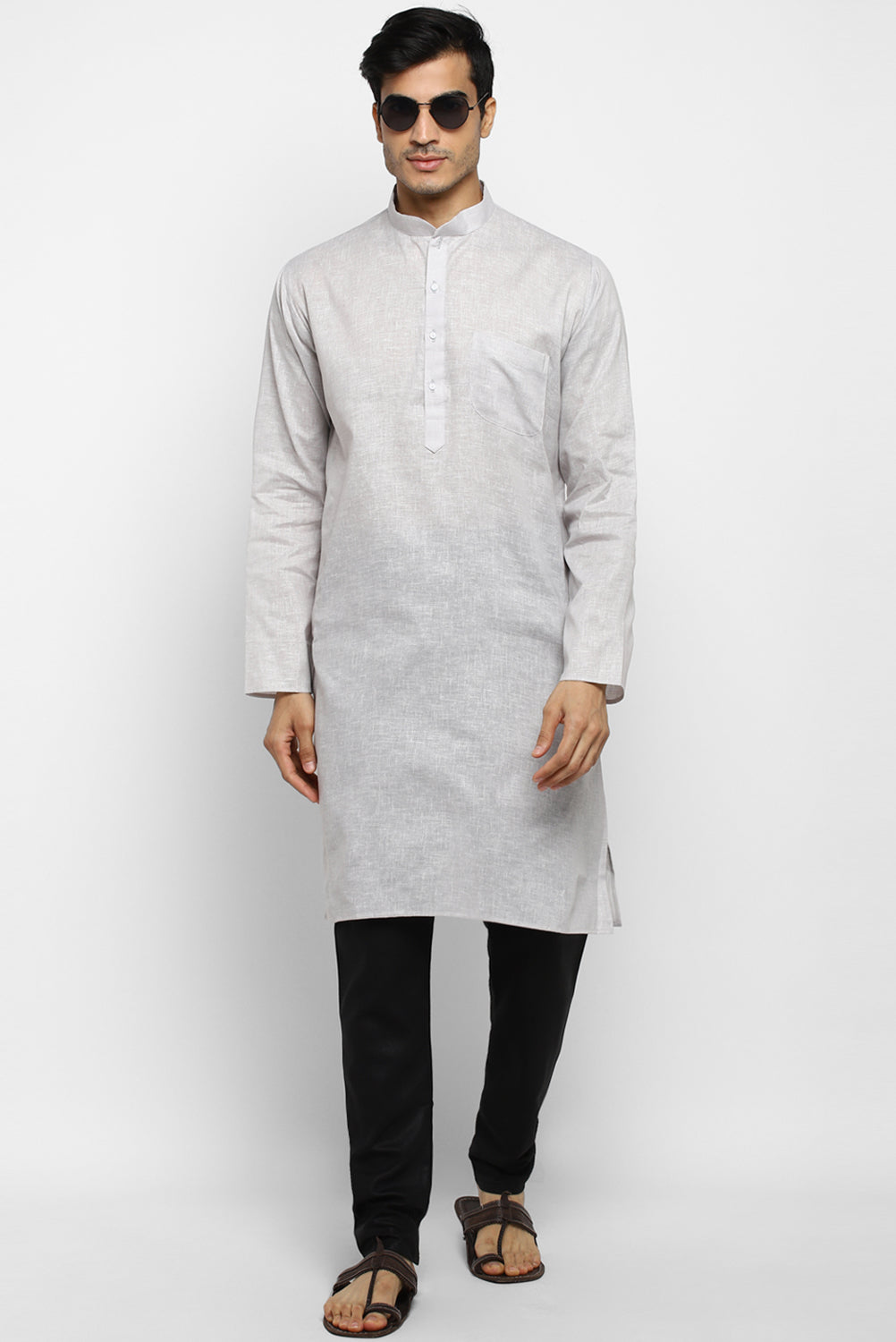 Mens Cotton Slub Kurta Pyjama Set