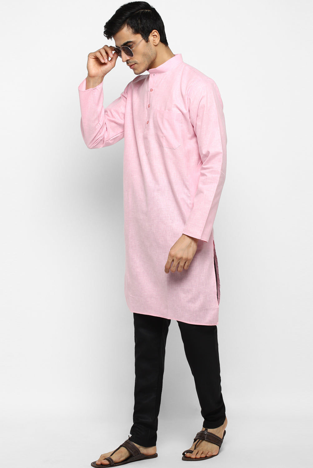 Mens Cotton Slub Kurta Pyjama Set