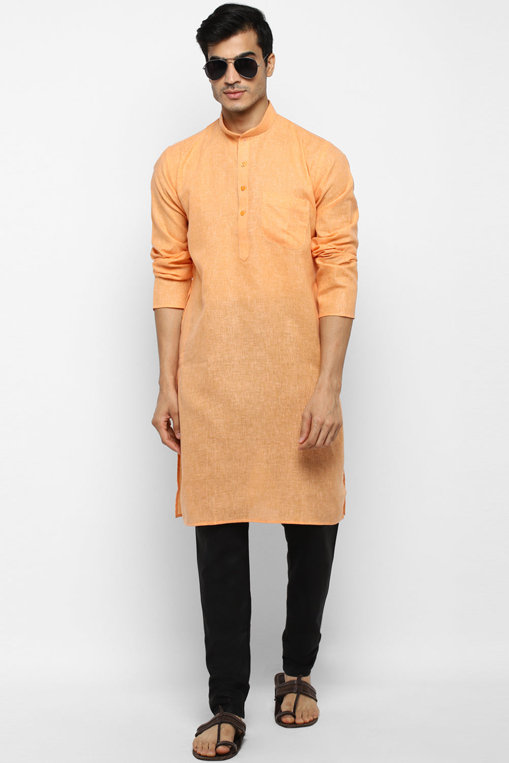 Mens Cotton Slub Kurta Pyjama Set