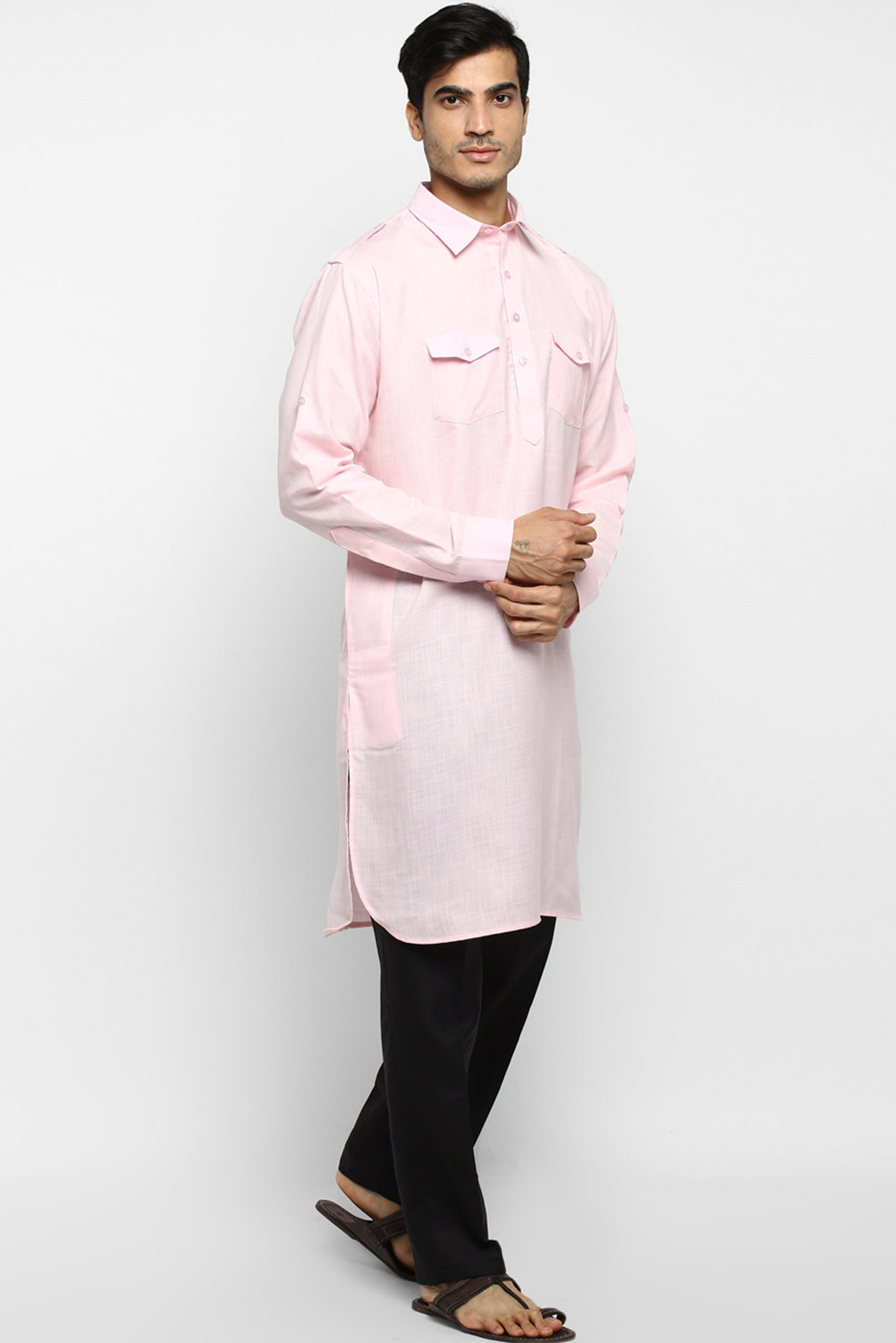 Mens Cotton Pathani Kurta Pant Set