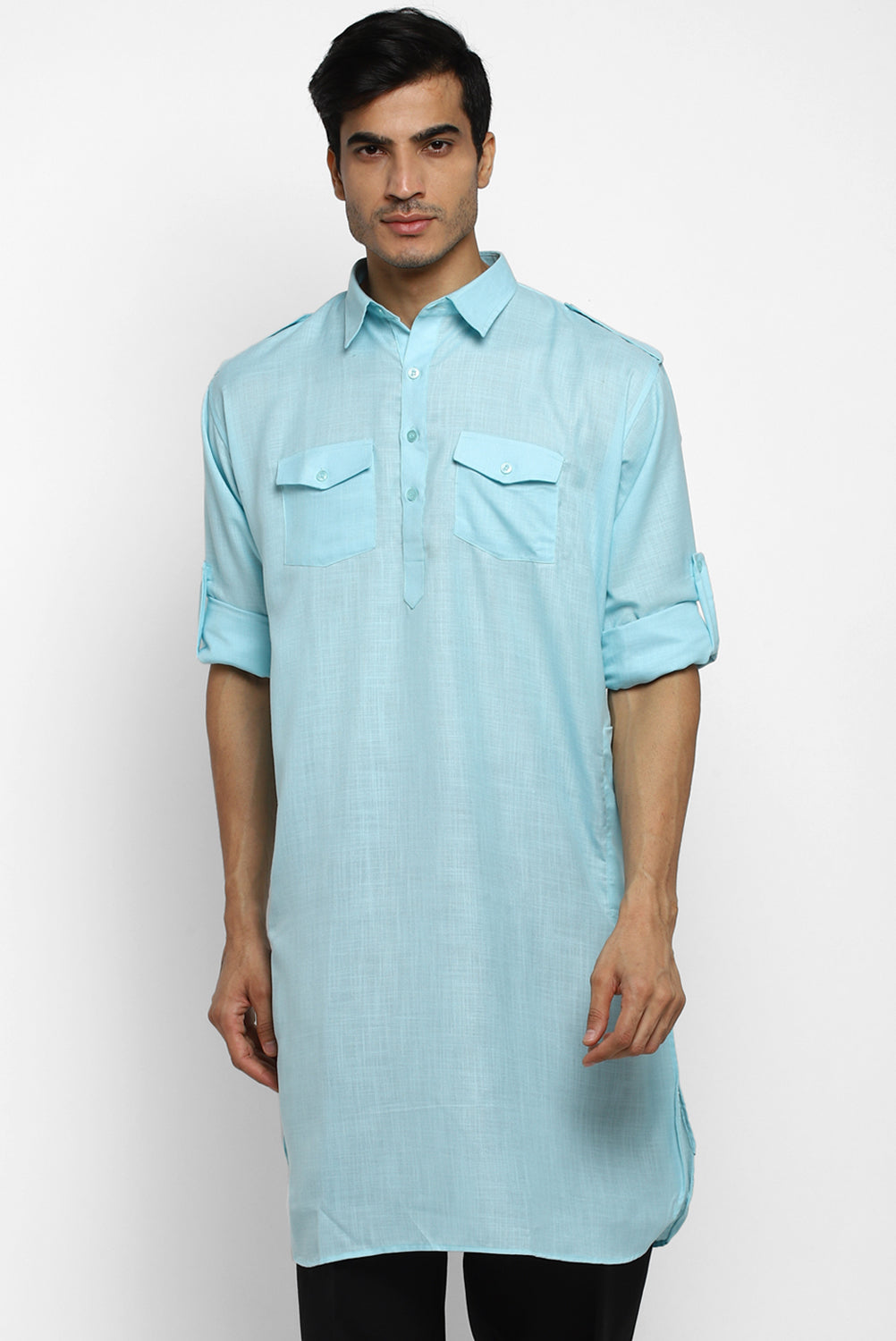 Mens Cotton Pathani Kurta Pant Set