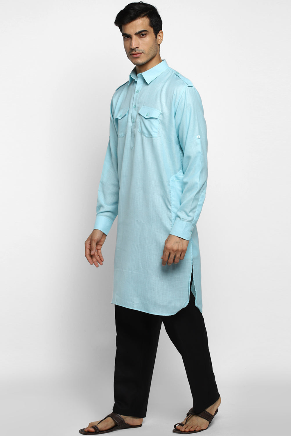 Mens Cotton Pathani Kurta Pant Set