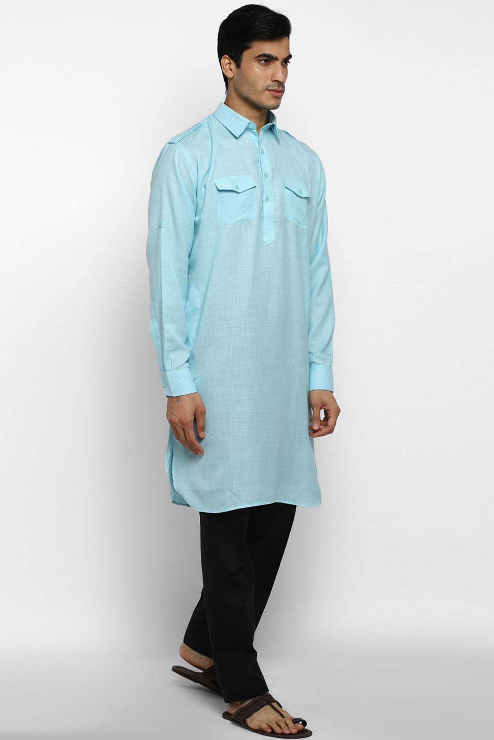 Mens Cotton Pathani Kurta Pant Set