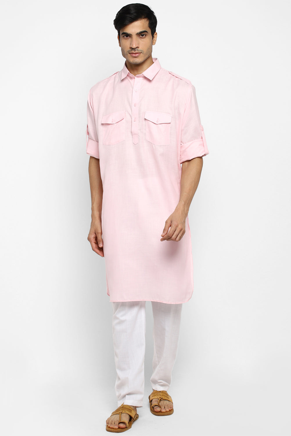 Mens Cotton Pathani Kurta Pant Set