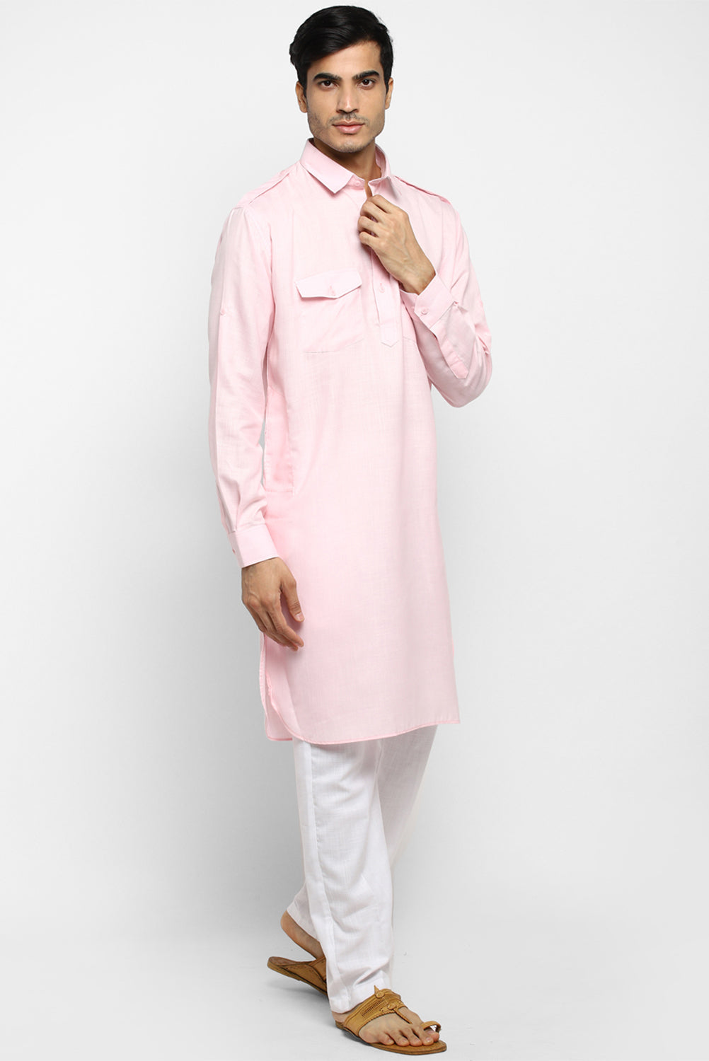 Mens Cotton Pathani Kurta Pant Set