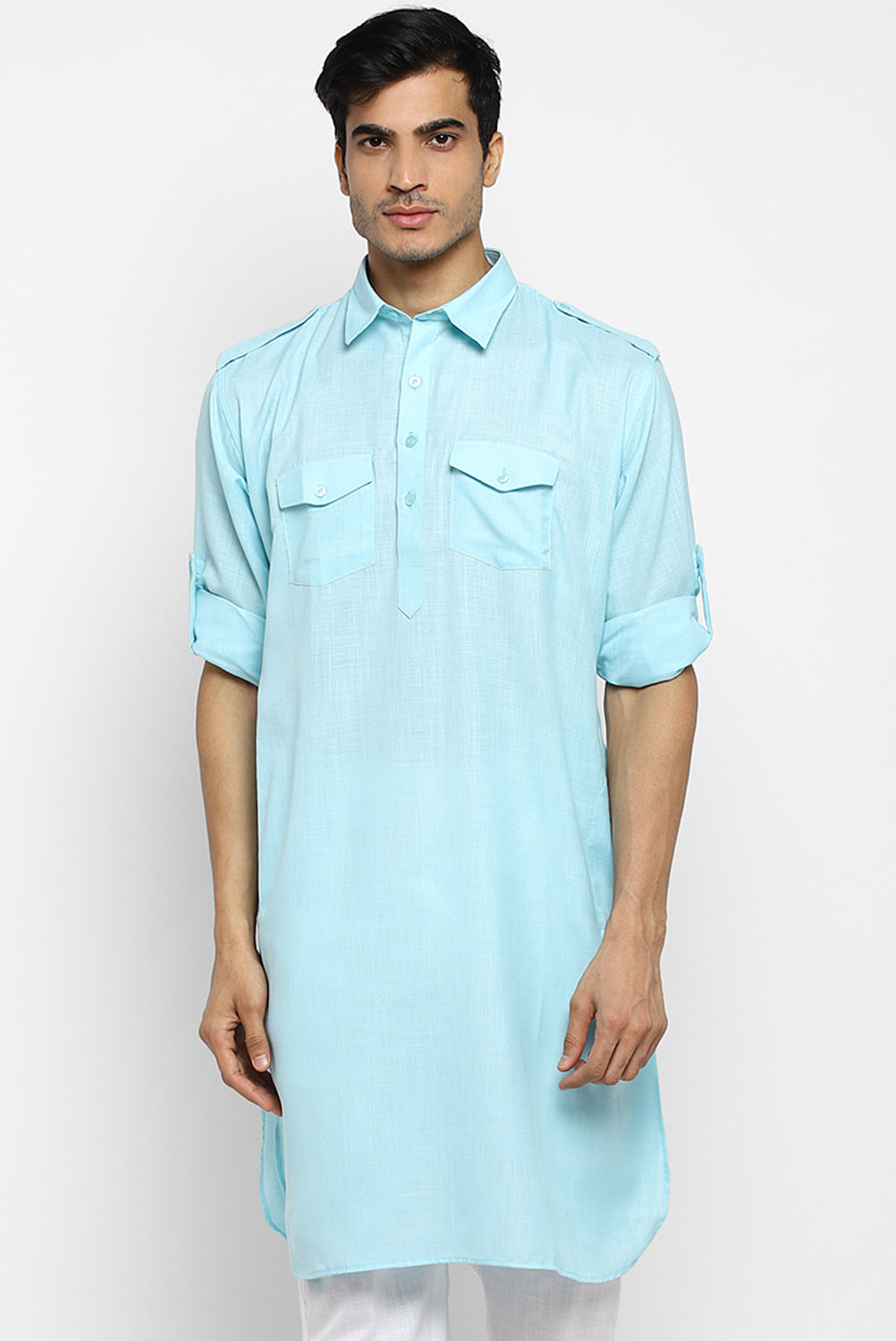 Mens Cotton Pathani Kurta Pant Set