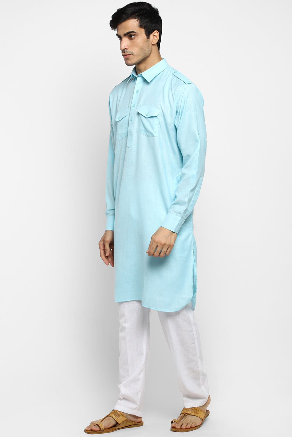 Mens Cotton Pathani Kurta Pant Set