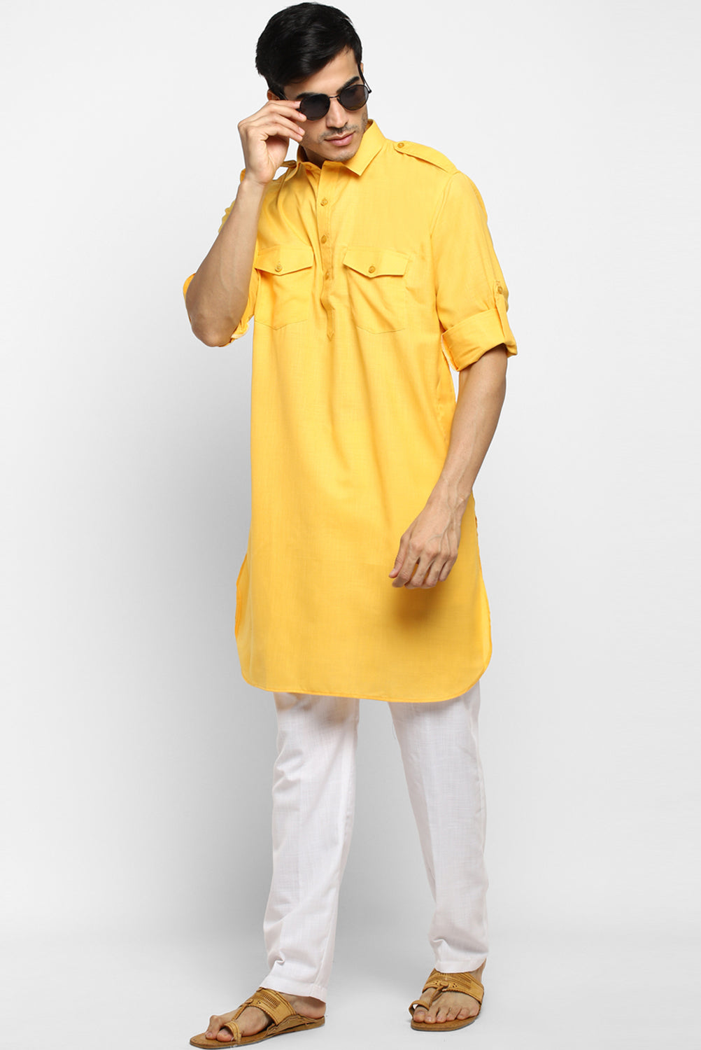 Mens Cotton Pathani Kurta Pant Set