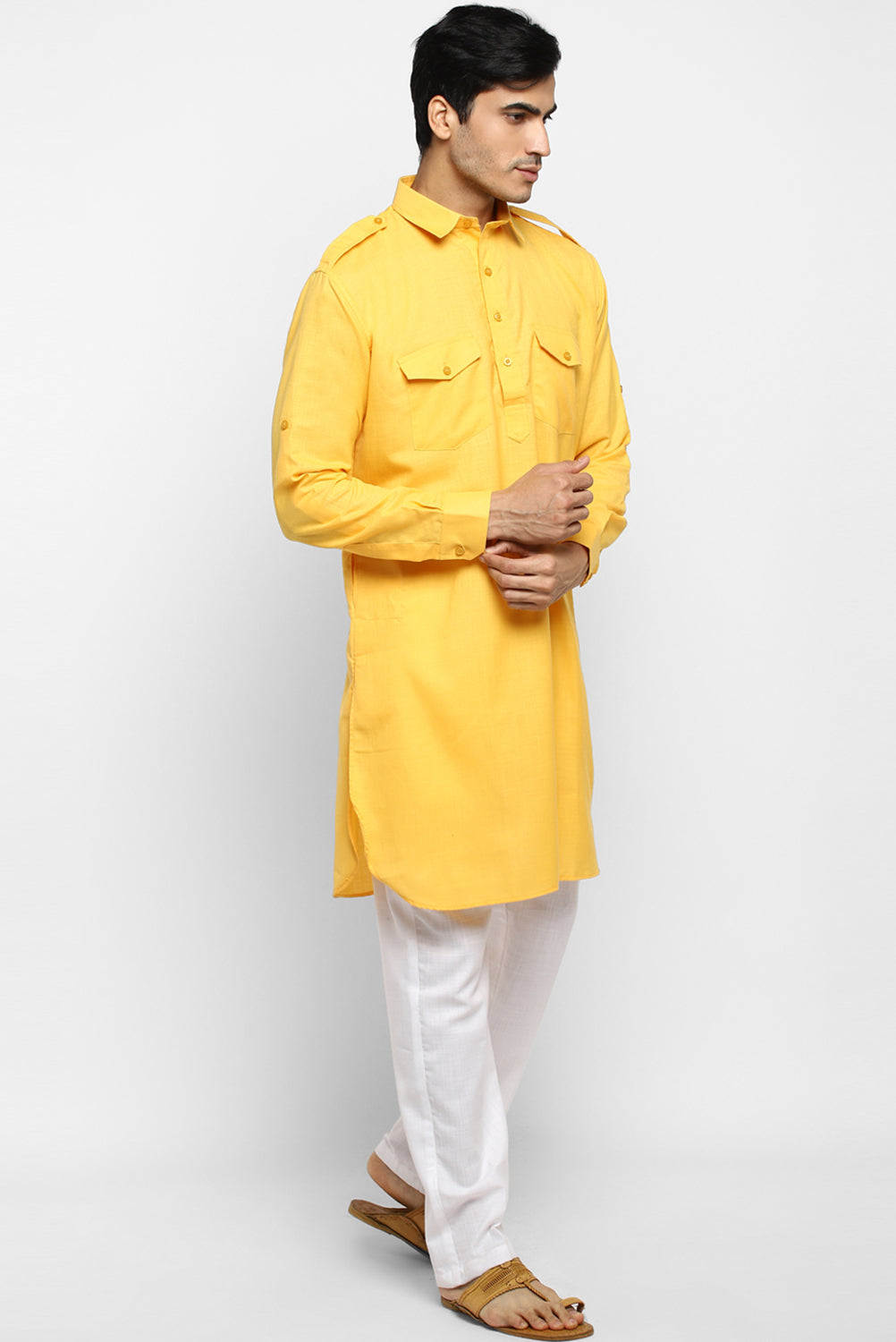 Mens Cotton Pathani Kurta Pant Set