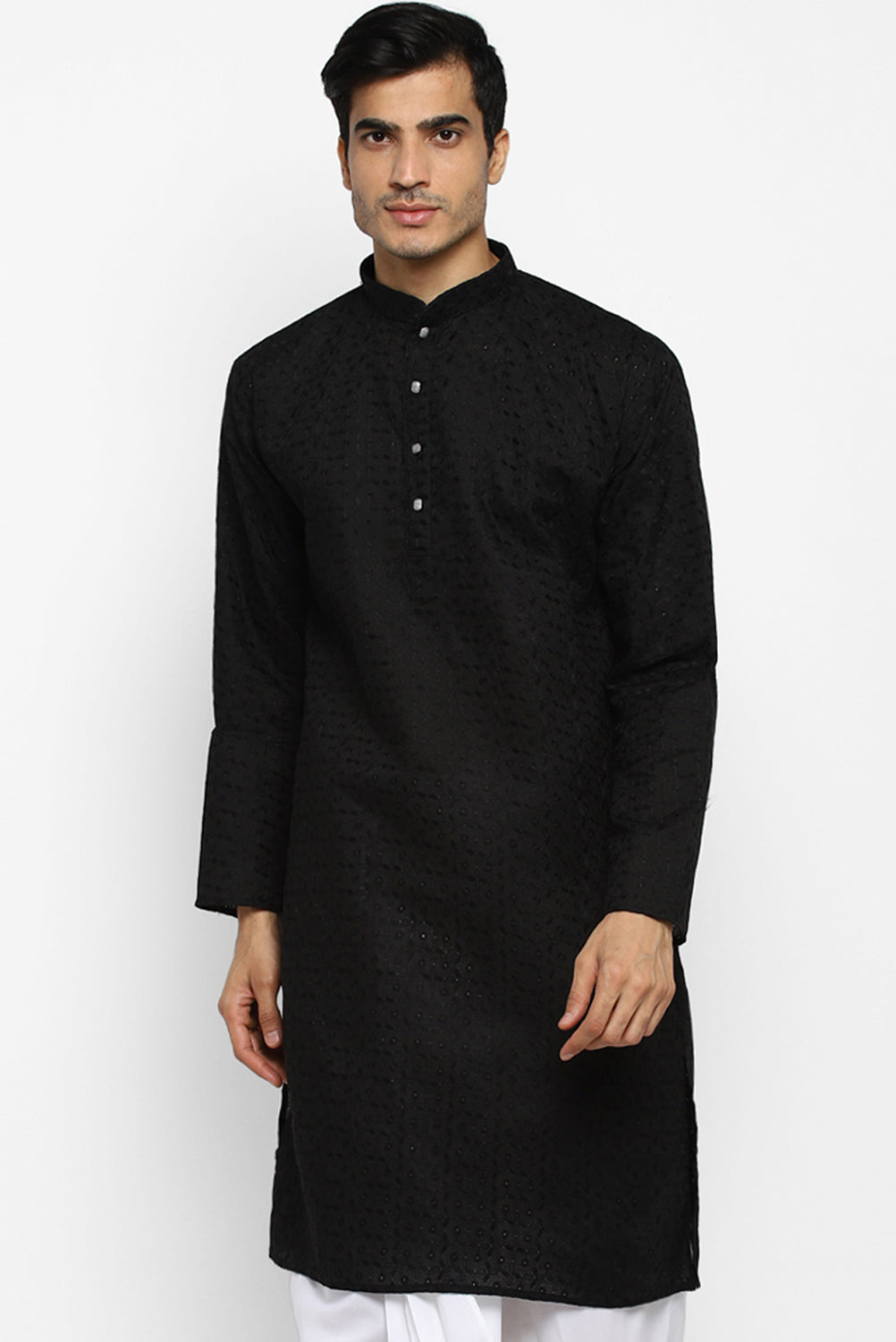 Mens Embroidered Cotton Dhoti Kurta Set