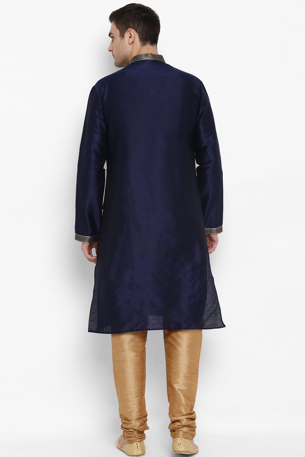 Mens Raw Silk Embroidered Kurta Pyjama Set