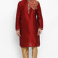 Mens Raw Silk Embroidered Kurta Pyjama Set