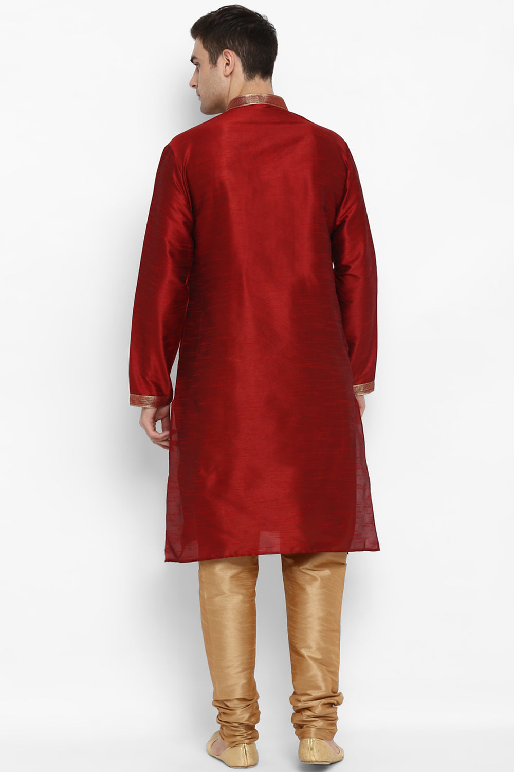 Mens Raw Silk Embroidered Kurta Pyjama Set