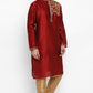 Mens Raw Silk Embroidered Kurta Pyjama Set