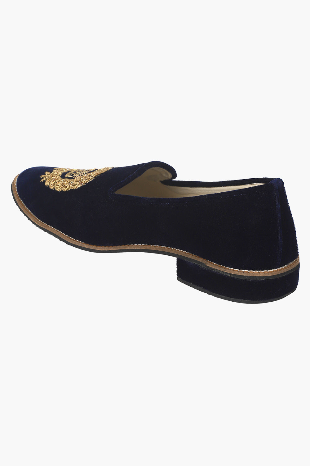 Velvet Slip Ons With Greek Embroidery