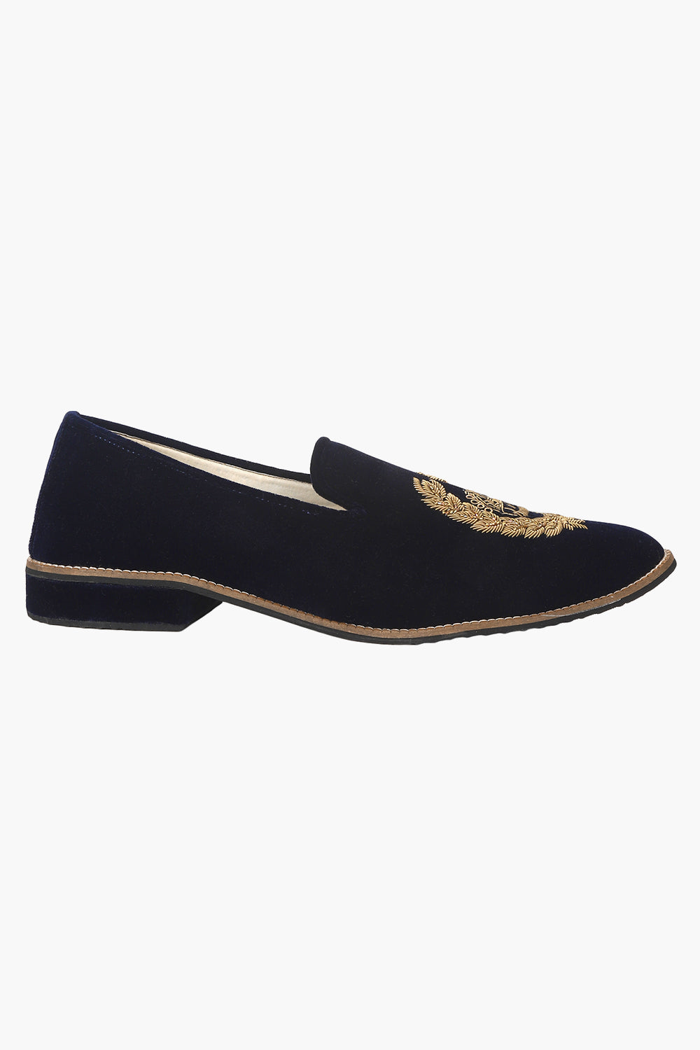 Velvet Slip Ons With Greek Embroidery