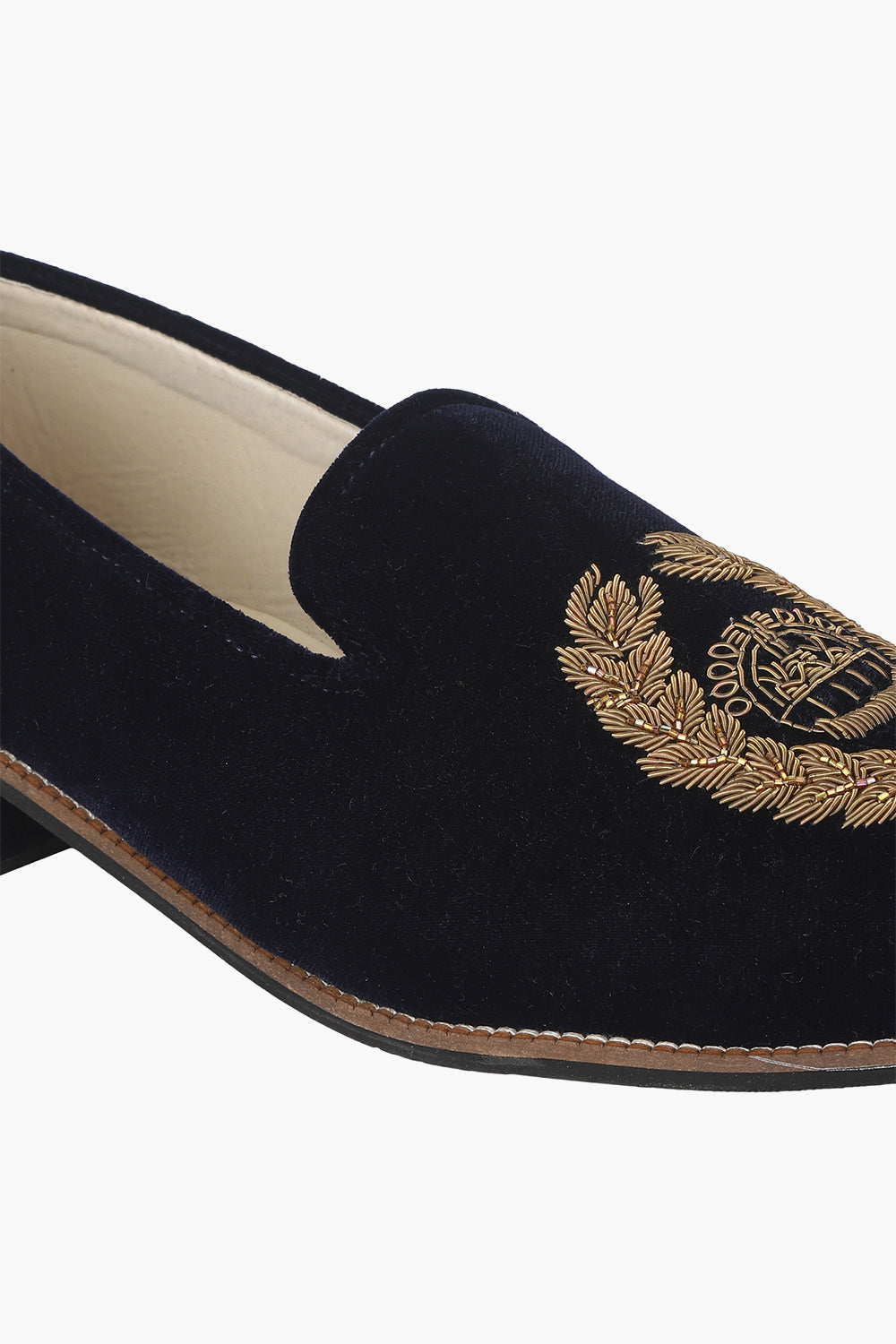 Velvet Slip Ons With Greek Embroidery