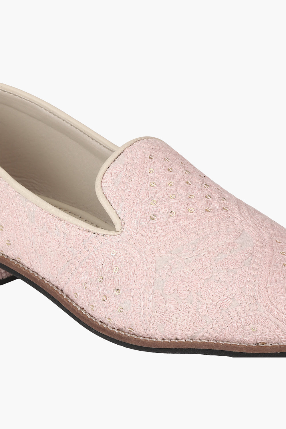 Embroidered Sequins Work Slip Ons