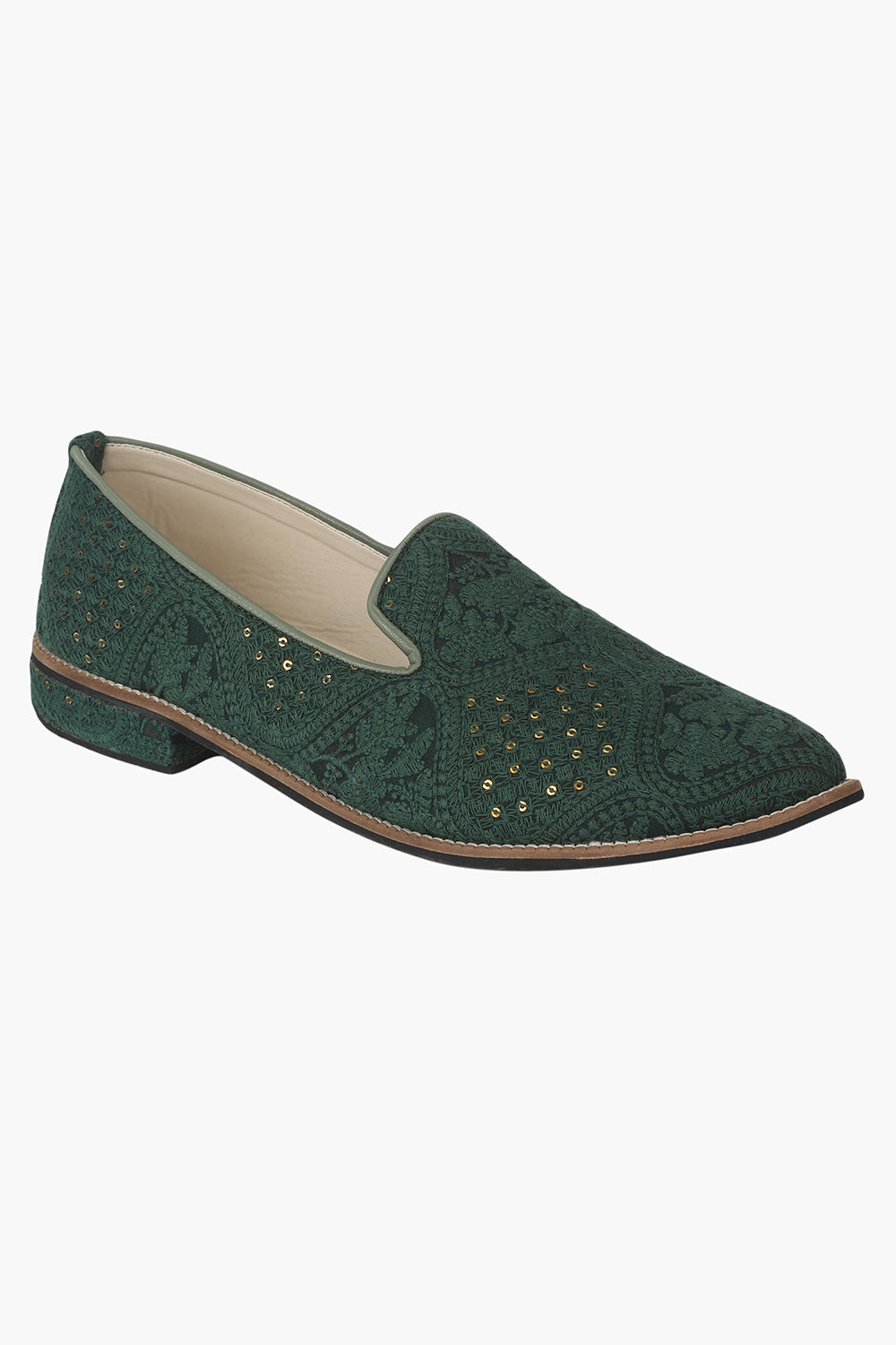 Embroidered Sequins Work Slip Ons