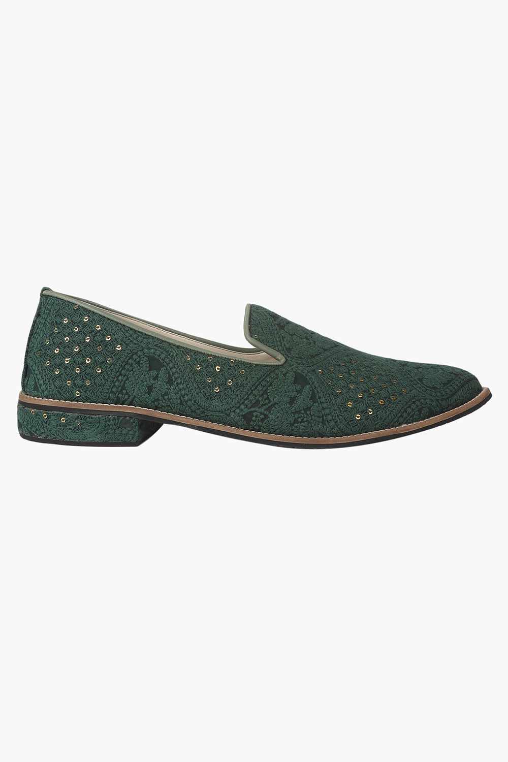 Embroidered Sequins Work Slip Ons