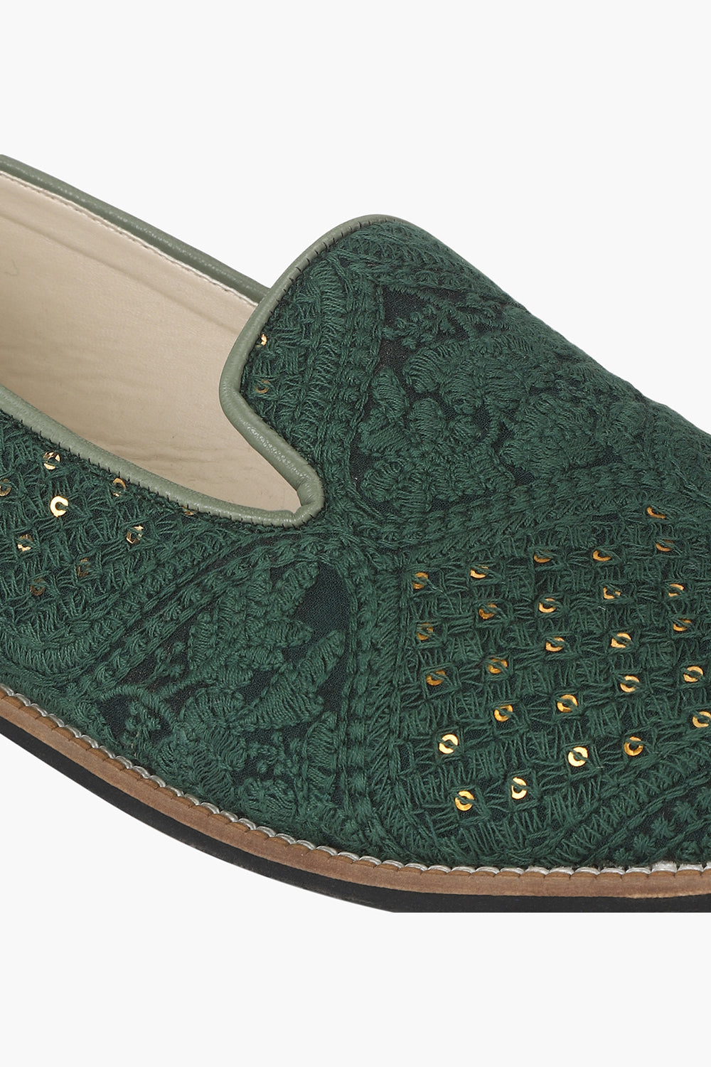 Embroidered Sequins Work Slip Ons