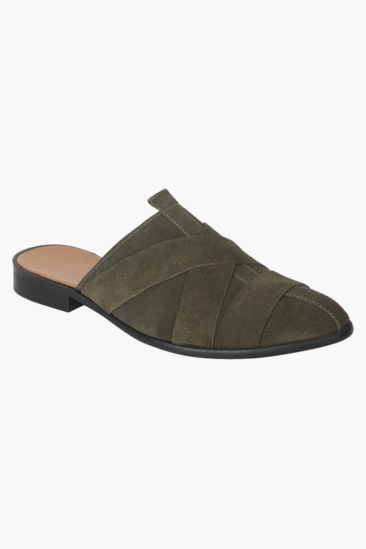 Solid Leather Suede Mules