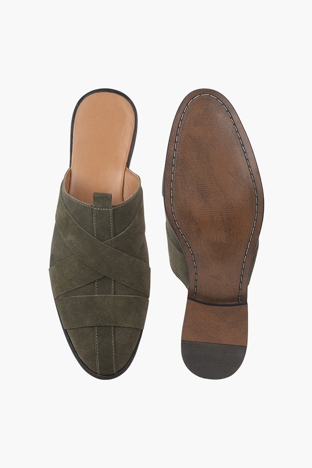 Solid Leather Suede Mules